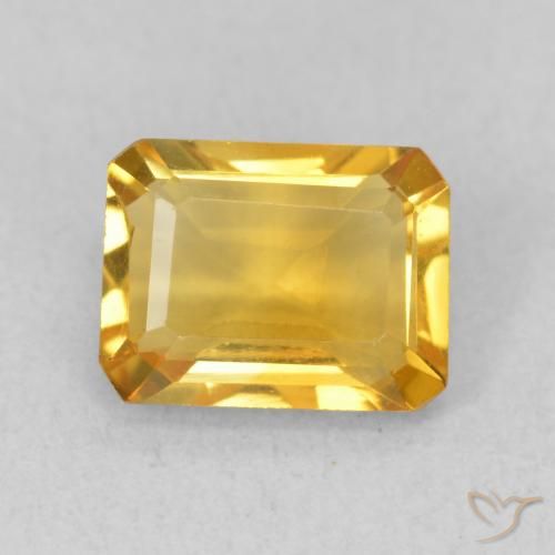1.46ct 天然 ミディアムゴールド シトリン, エメラルドカット, VVS