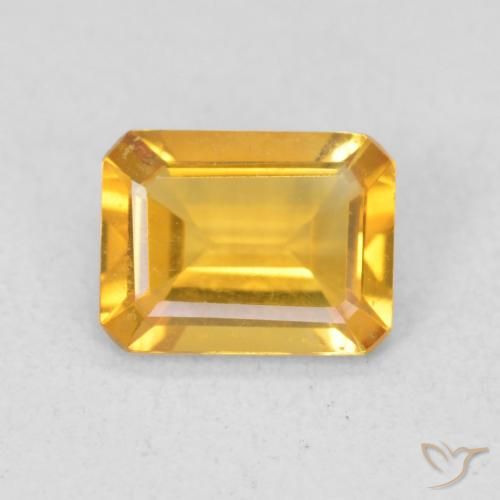 1.10ct 天然 ミディアムゴールデン シトリン, エメラルドカット, VVS