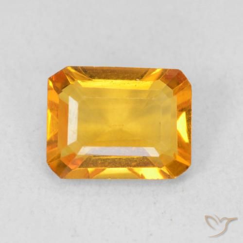 1.23ct 天然 ダークオレンジゴールド シトリン, エメラルドカット, VVS