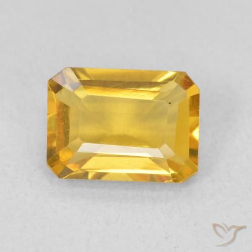 1.30ct 天然 ミディアムゴールド シトリン, エメラルドカット, VVS
