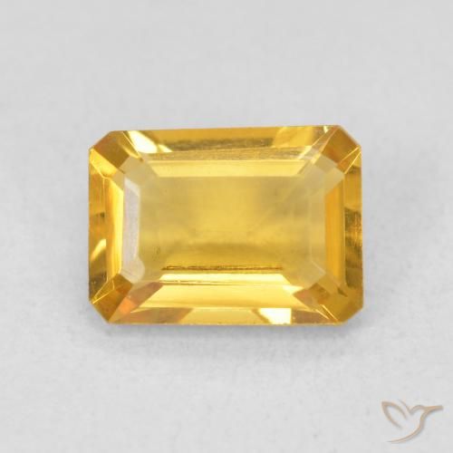 1.24ct 天然 濃いゴールデンオレンジ シトリン, エメラルドカット, VVS