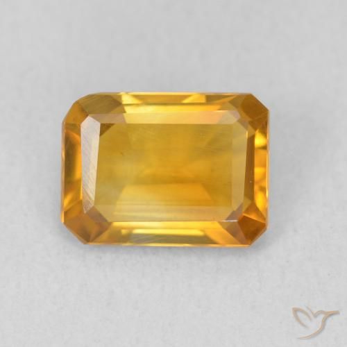 1.11ct 天然 ミディアムオレンジゴールド シトリン, エメラルドカット, VVS-VS