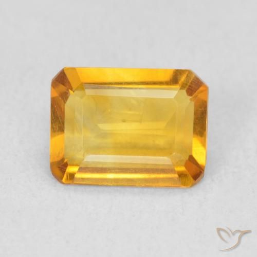 1.07ct 天然 ミディアムゴールデン シトリン, エメラルドカット, VVS-VS