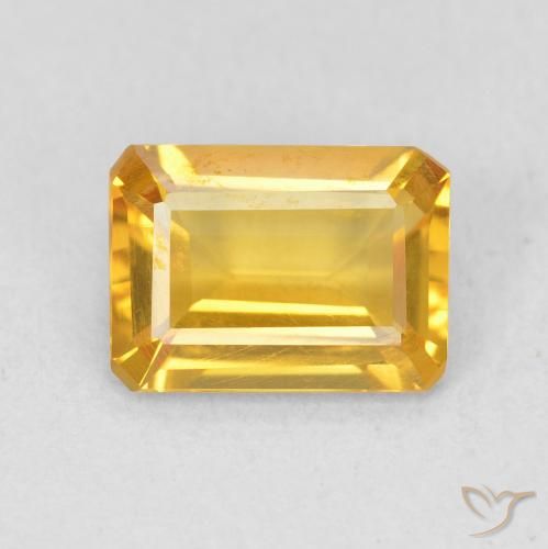 1.17ct 天然 明るいゴールド シトリン, エメラルドカット, VVS-VS
