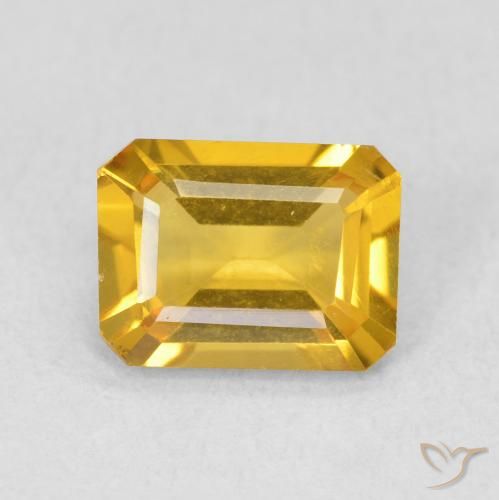 1.16ct 天然 ミディアムゴールド シトリン, エメラルドカット, VVS-VS