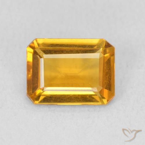 1.10ct 天然 オレンジゴールド シトリン, エメラルドカット, VS