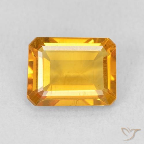 1.40ct 天然 ミディアムオレンジゴールド シトリン, エメラルドカット, VS