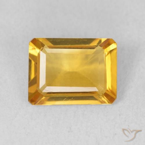1.21ct 天然 ミディアムゴールデン シトリン, エメラルドカット, VVS