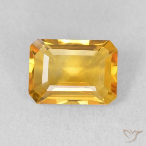 1.35ct 天然 ゴールドオレンジ シトリン, エメラルドカット, VVS