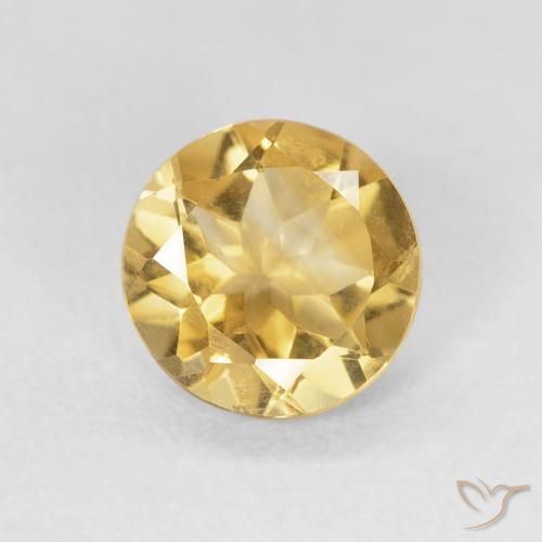 1.02ct 天然 ミディアムゴールド シトリン, ラウンド, VS