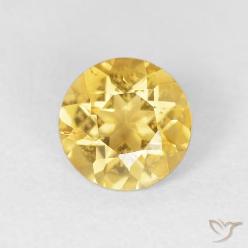 1.05ct 天然 ミディアムゴールデン シトリン, ラウンド, VVS-VS