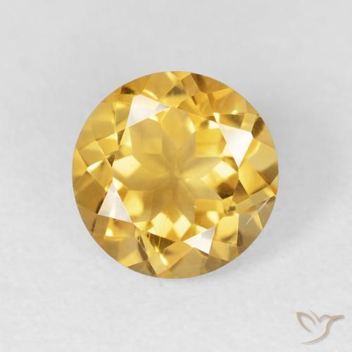 1.90ct 天然 ミディアムゴールド シトリン, ラウンド, VVS