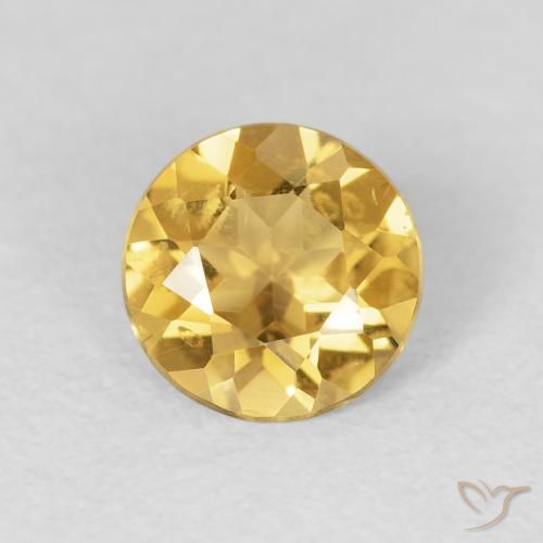 0.96ct 天然 明るいゴールド シトリン, ラウンド, VVS