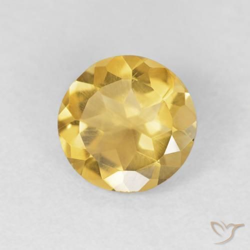 0.95ct 天然 ミディアムゴールド シトリン, ラウンド, VVS-VS