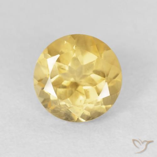 1.34ct 天然 ミディアムイエロー シトリン, ラウンド, VVS-VS
