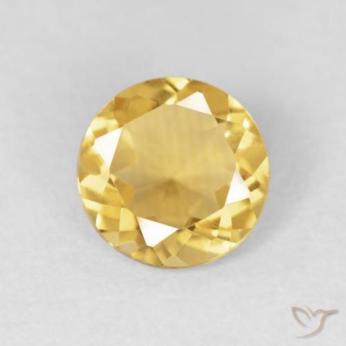 1.02ct 天然 ミディアムゴールデン シトリン, ラウンド, VVS-VS