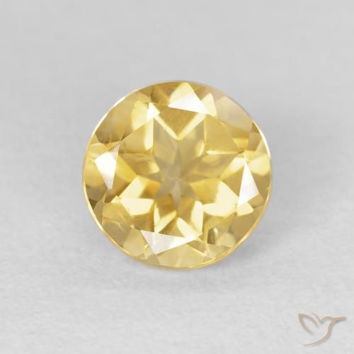 1.59ct 天然 薄いゴールデンイエロー シトリン, ラウンド, VVS-VS