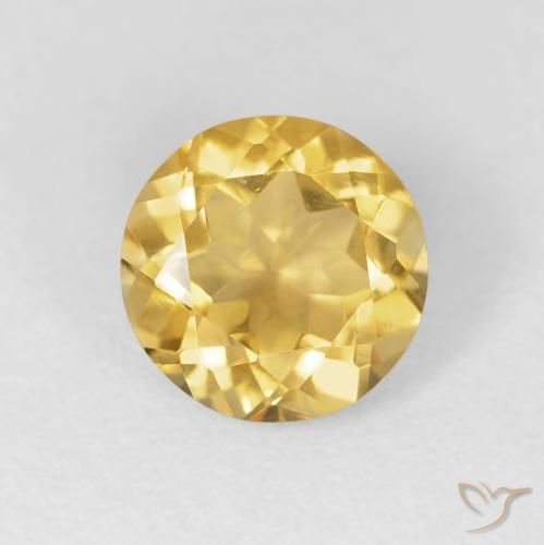 1.70ct 天然 ミディアムゴールデン シトリン, ラウンド, VVS