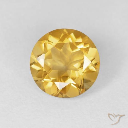 1.61ct 天然 ミディアムゴールド シトリン, ラウンド, VVS