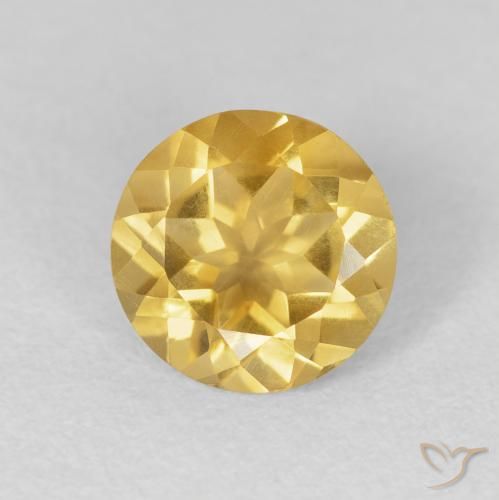 1.63ct 天然 ミディアムゴールド シトリン, ラウンド, VVS