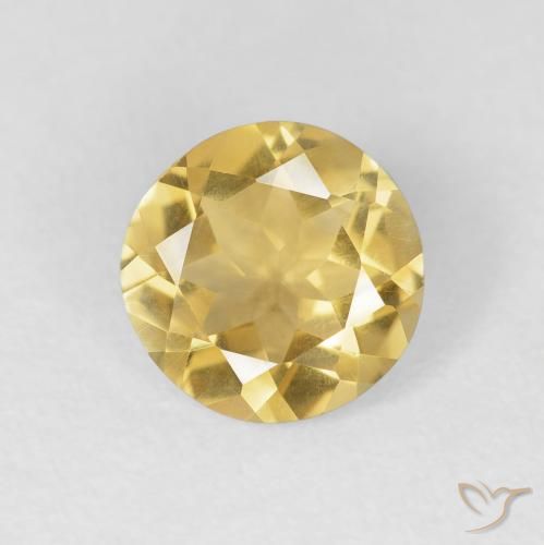 1.38ct 天然 ミディアムゴールド シトリン, ラウンド, VVS