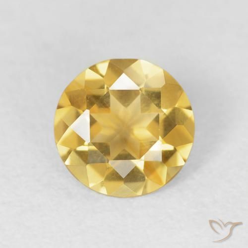 0.95ct 天然 ミディアムゴールド シトリン, ラウンド, VVS