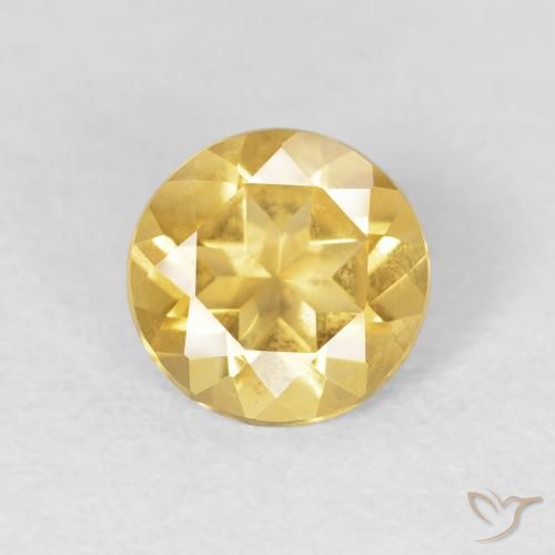 0.95ct 天然 ミディアムゴールド シトリン, ラウンド, VVS