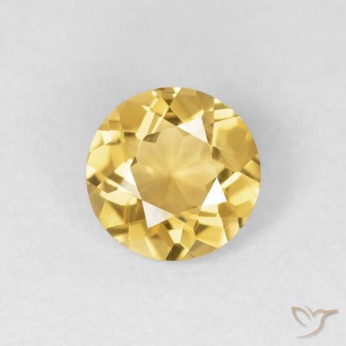 1.08ct 天然 ミディアムゴールド シトリン, ラウンド, VVS