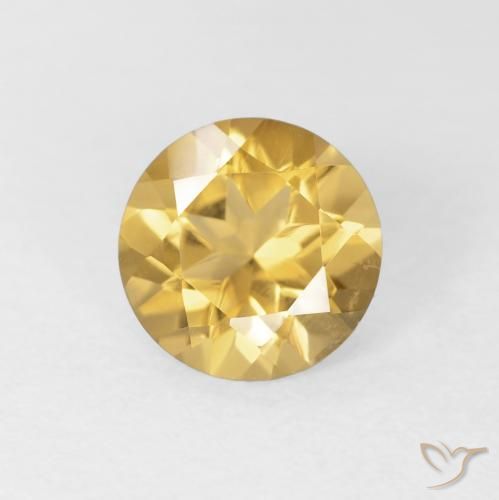 1.10ct 天然 ミディアムゴールド シトリン, ラウンド, VVS