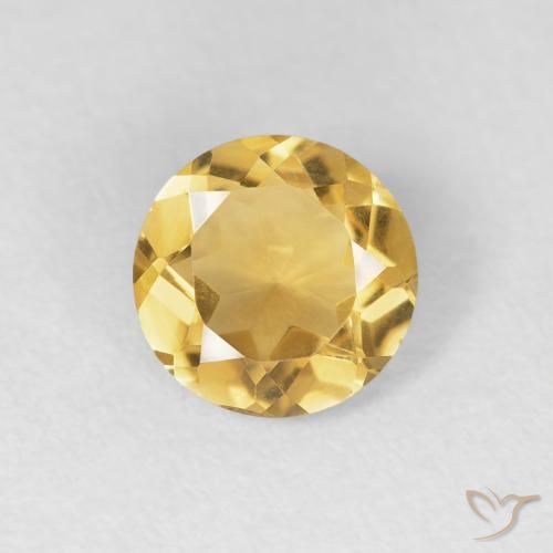 1.10ct 天然 ミディアムゴールド シトリン, ラウンド, VVS
