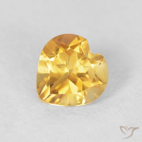 0.73ct 天然 ミディアムゴールド シトリン, 心臓, VVS-VS