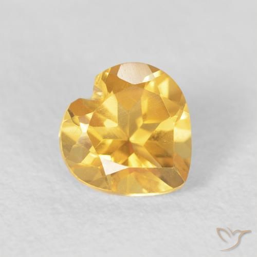 0.81ct 天然 ミディアムゴールド シトリン, 心臓, VVS-VS