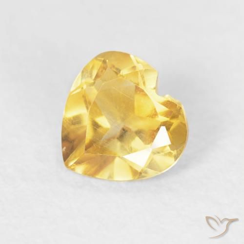 0.42ct 天然 ミディアムゴールド シトリン, 心臓, VVS-VS