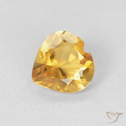 0.42ct 天然 ミディアムゴールド シトリン, 心臓, VVS