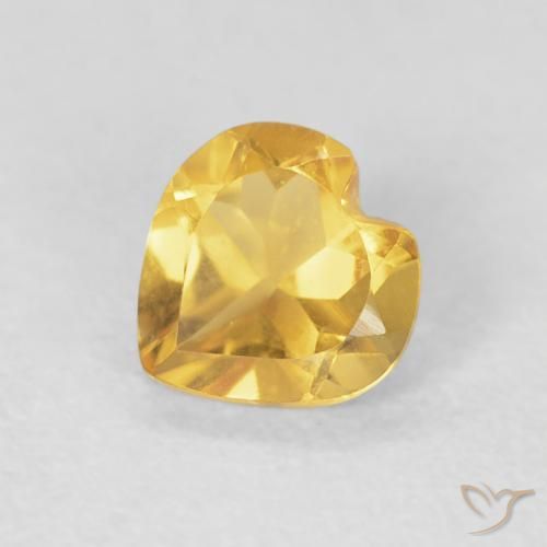0.61ct 天然 ミディアムゴールド シトリン, 心臓, VVS-VS