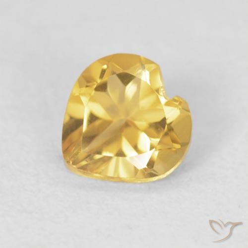 0.64ct 天然 ミディアムゴールデン シトリン, 心臓, VVS-VS