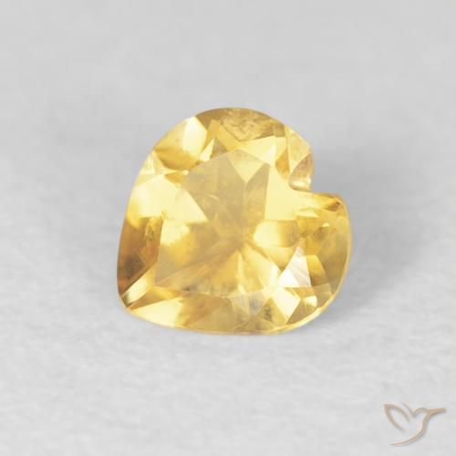 0.43ct 天然 薄いゴールデンイエロー シトリン, 心臓, VVS