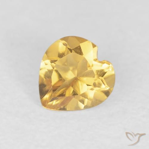 0.42ct 天然 ライトイエロー シトリン, 心臓, VVS
