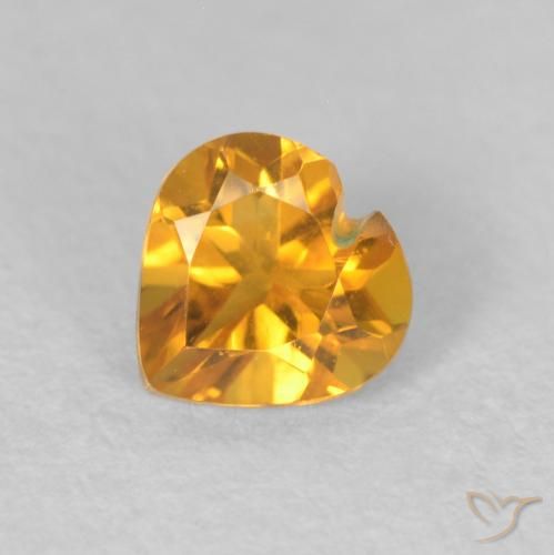 0.43ct 天然 Medium Light Orange-Gold シトリン, 心臓, VVS