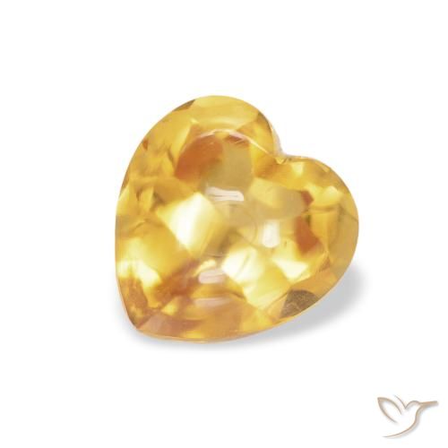 0.90ct 天然 ミディアムゴールド シトリン, 心臓, 透明