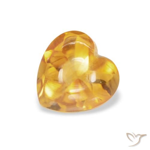 1.00ct 天然 Medium Light Orange-Gold シトリン, 心臓, 透明