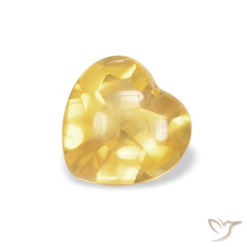 0.76ct 天然 ミディアムゴールド シトリン, 心臓, 透明