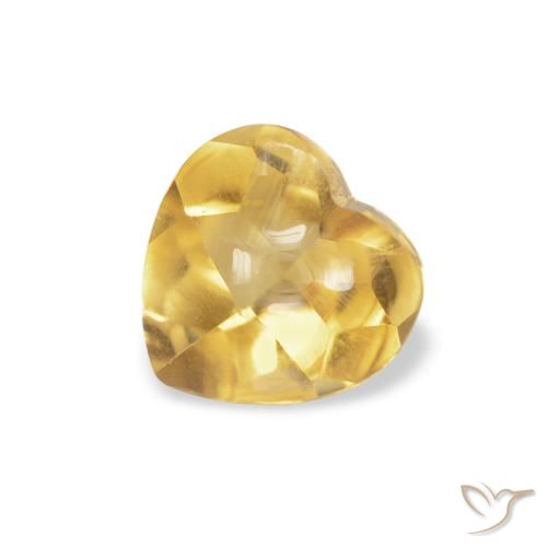 0.67ct 天然 ミディアムゴールド シトリン, 心臓, 透明