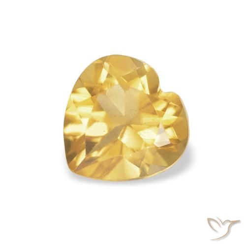 0.73ct 天然 ミディアムゴールド シトリン, 心臓, 透明