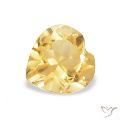 0.74ct 天然 薄いゴールデンイエロー シトリン, 心臓, VVS
