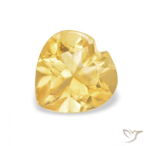 0.75ct 天然 薄いゴールデンイエロー シトリン, 心臓, VVS