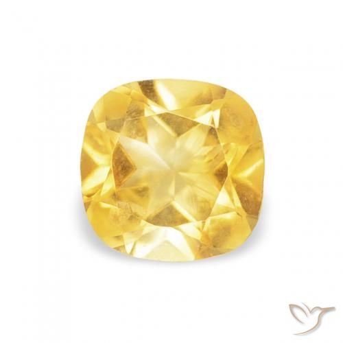 0.50ct 天然 トスカーナイエロー シトリン, クッション, VS