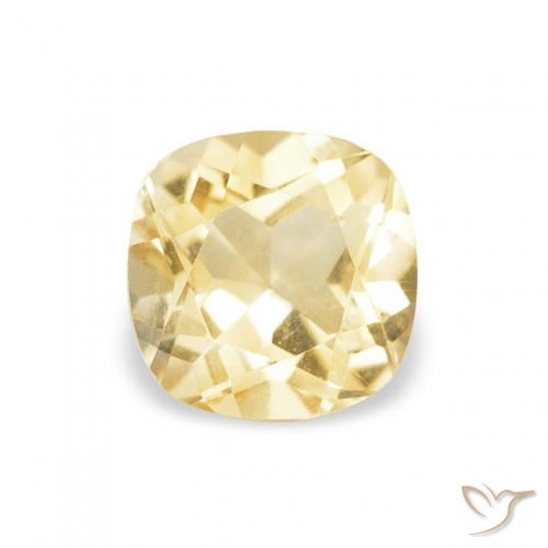 0.55ct 天然 ライトイエロー シトリン, クッション, VVS