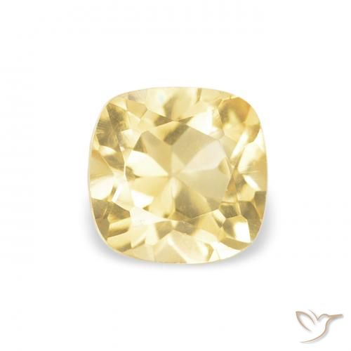 0.53ct 天然 薄いゴールデンイエロー シトリン, クッション, VVS-VS