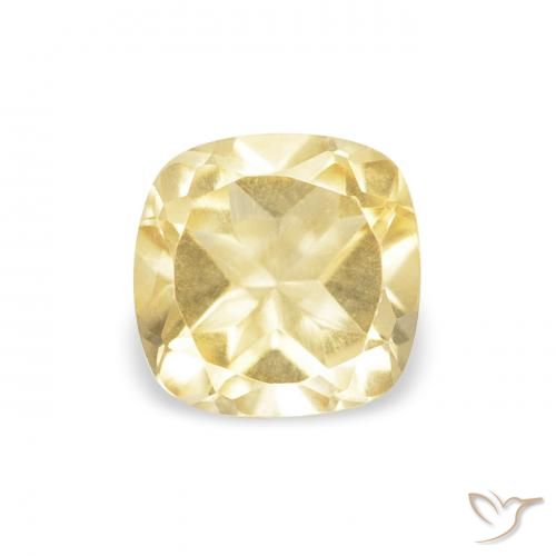 0.53ct 天然 薄いゴールデンイエロー シトリン, クッション, VVS-VS